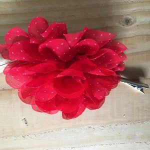 Alligator knipje met (XL) bloem rood polkadot