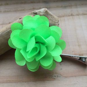 Alligator knipje met (medium) bloem neon groen