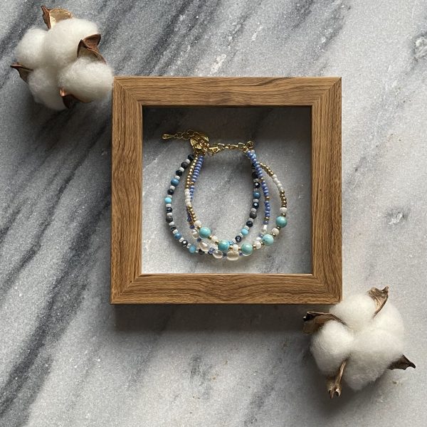 3 dubbele armband blauw/goud - Afbeelding 2