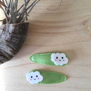 Haarknipjes 5cm lime groen met wolkje