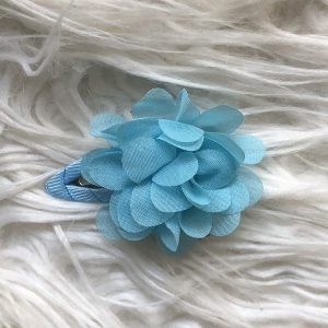 Haarknipje 5cm met chiffon bloem "lichtblauw"