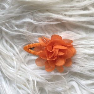 Haarknipje 5cm met chiffon bloem "oranje"