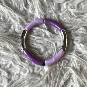 Tube armband paars, lila en zilver