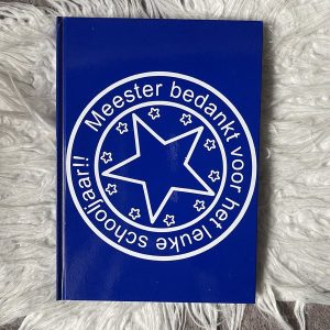 Notitieboek "bedankt meester" blauw