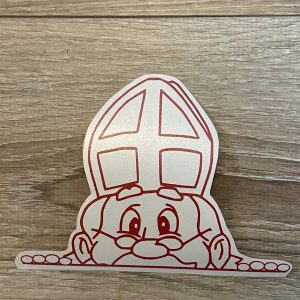 Sticker gluur Sint 16,5x12cm "Rood"