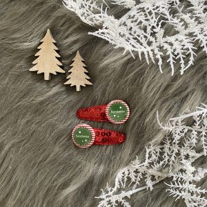 Haarknipjes 5cm rode glim met flatback "kerstmiss"