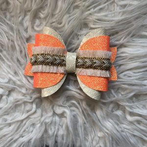 Strik van imitatieleer Ibiza style "oranje/wit"