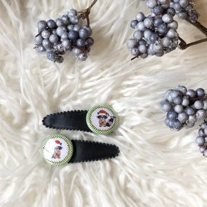 Haarknipjes 5cm zwart met flatback "wasbeertje"