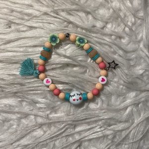 Kinderarmbandje "gezichtje" roze