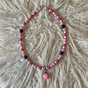 Kinderketting "lieveheersbeestje" zwart/ roze