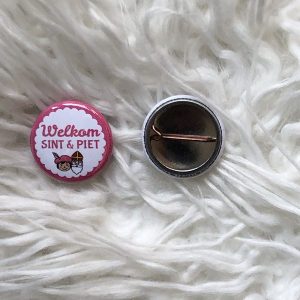 Mini button roze "Welkom Sint & Piet"