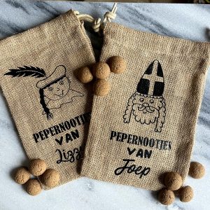 Jute zakje met plaatje en naam