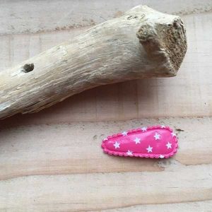 Babyknipje 3cm roze leerlook met witte sterren