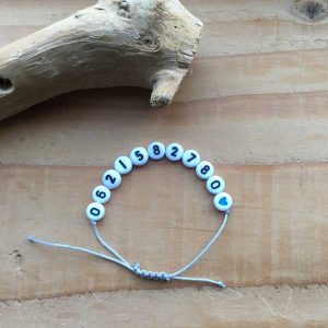 (SOS) Kinder armbandje (schuifknoop) met telefoonnummer